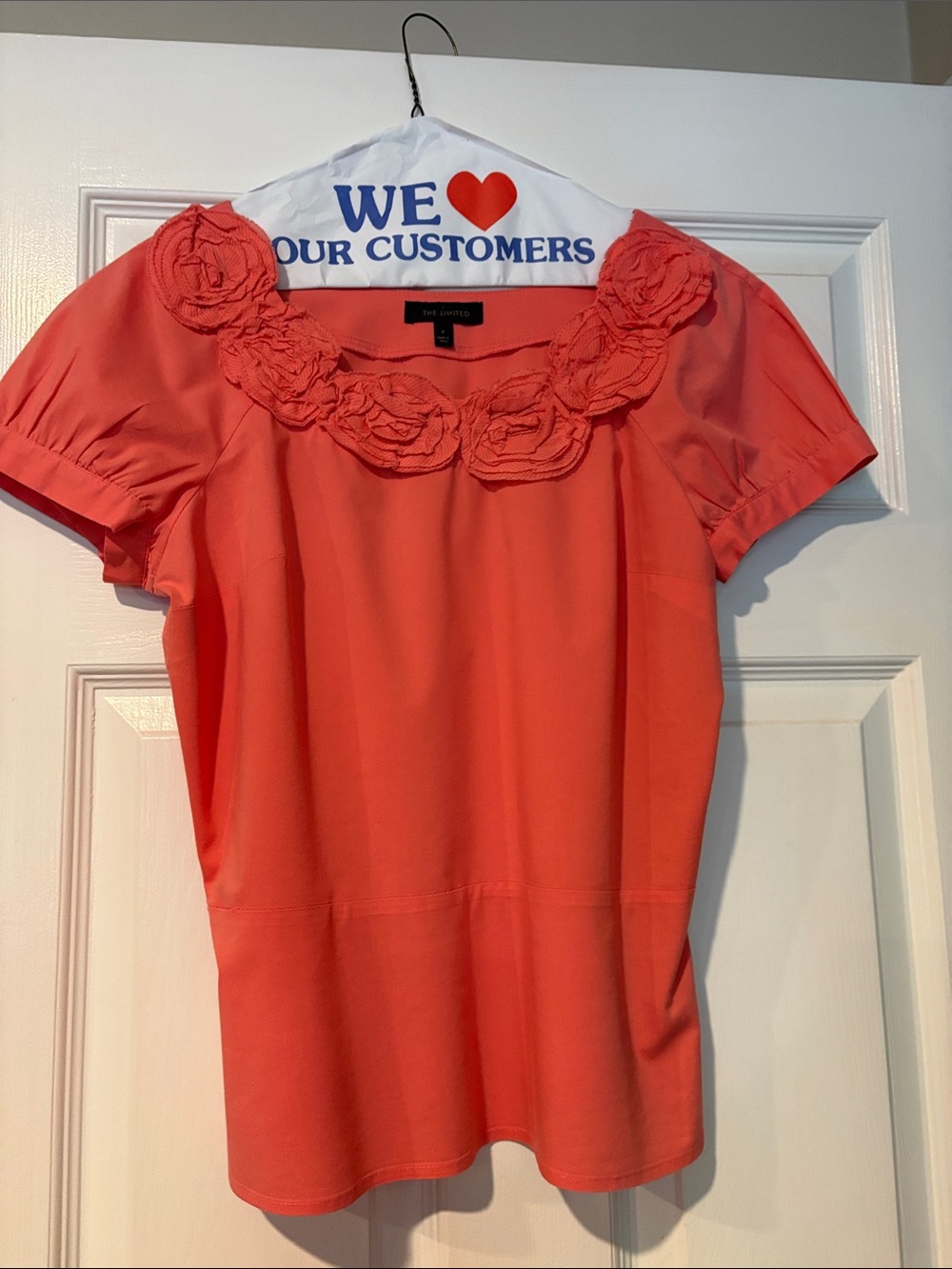 The Limited Coral Rosette-Trim Short Sleeve Blouse